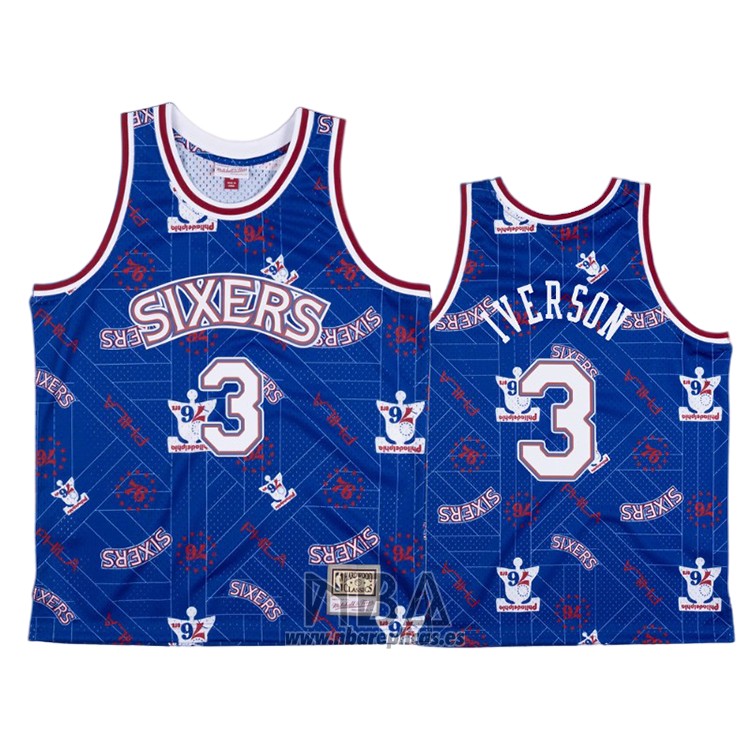 Camiseta Philadelphia 76ers Allen Iverson NO 3 Hardwood Classics Tear Up Pack Azul